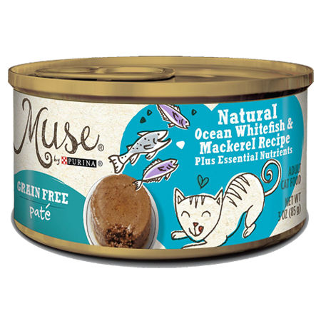 Purina Muse Natural Ocean Whitefish & Mackerel Recipe Grain-Free Pate Canned Cat Food