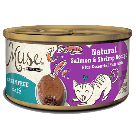 Purina Muse Natural Salmon & Shrimp Recipe Grain-Free Pate Canned Cat Food