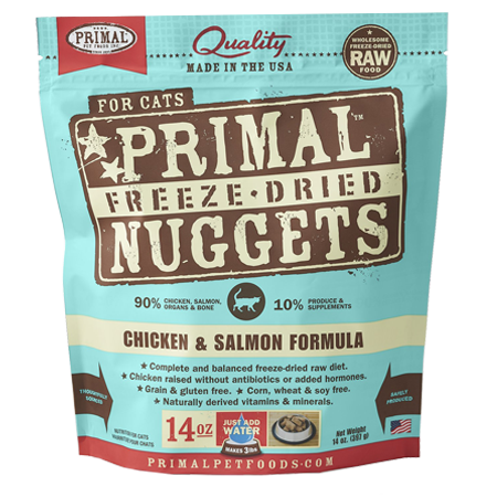 Primal Chicken & Salmon Formula Nuggets Grain-Free Raw Freeze-Dried Cat Food