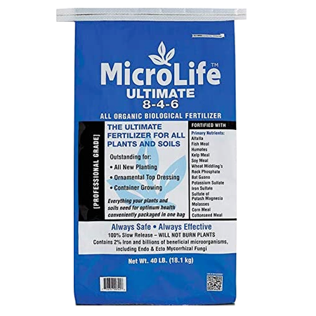 MicroLife Ultimate (8-4-6) in 40 lb blue and white bag.