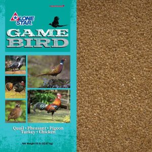 Starter feed for quail, pheasants, and turkeys. Teal feed bag.