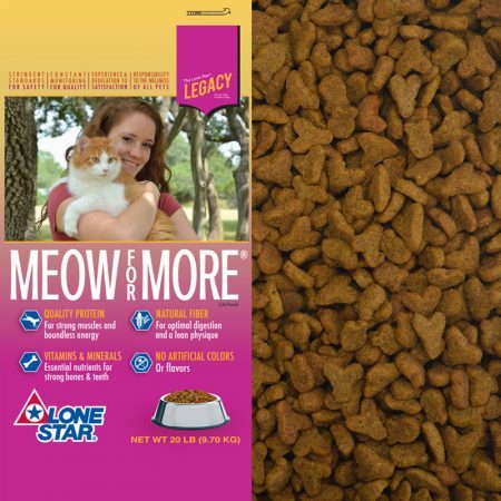 Dry cat food. Pink and yellow cat food bag.