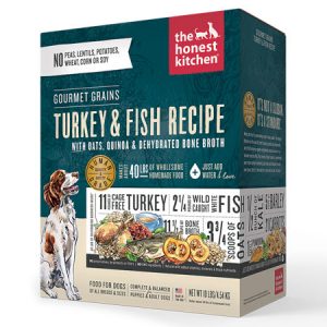 Gourmet Grains Turkey and Fish Dehydrated Dog Food 40-lb case.