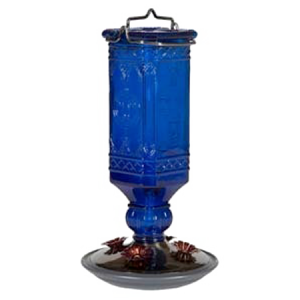 Perky Pet Cobalt Blue Antique Bottle Glass Hummingbird Feeder 16-oz