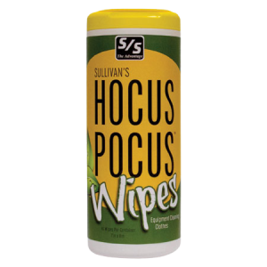 Sullivans Hocus Pocus Wipes. Green and yellow container.