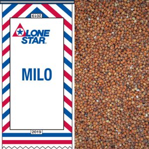 Red, white and blue feed bag. Milo grain for wildbirds.