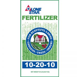 Green and white fertilizer bag. Lone Star 10-20-10 Fertilizer 9624