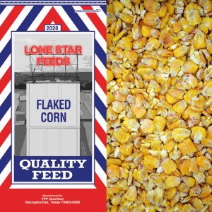 Red, white and blue feed bag. Lone Star Flaked Corn 2028