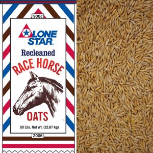 Red white and blue equine feed bag. Lone Star Recleaned Whole Race Horse Oats 2006