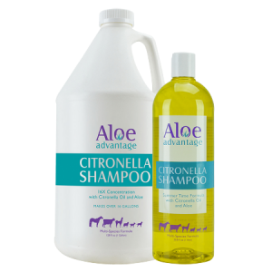 Aloe Advantage Citronella Shampoo. Gallon and 32-oz size pictured.