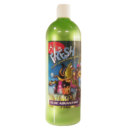 Aloe Fresh Lemon Grass Body Wash. 32-oz green bottle.