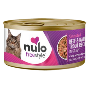 Nulo FreeStyle Shredded Beef & Rainbow Trout Canned Cat Food 3-oz