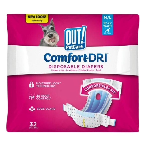 OUT! Disposable Female Dog Diapers 30 Count