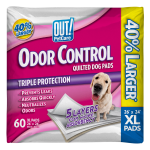 OUT! Odor Control Extra Large Dog Pads, 60 Pads | 26 x 24 Inches