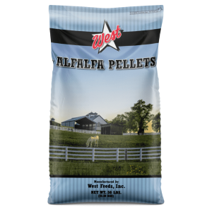 West Feeds Dehydrated Alfalfa Pellets. 50-lb bag.