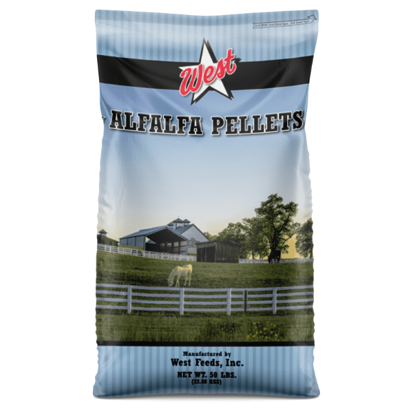 West Feeds Dehydrated Alfalfa Pellets. 50-lb bag.