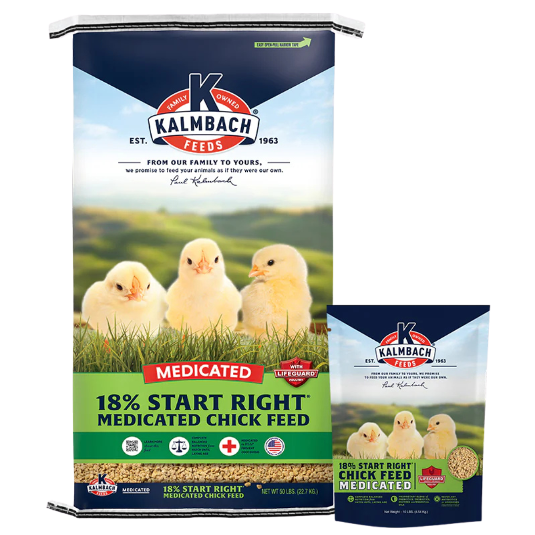 Kalmbach 18% Start Right® Chick Feed (Medicated) 50-lb bag