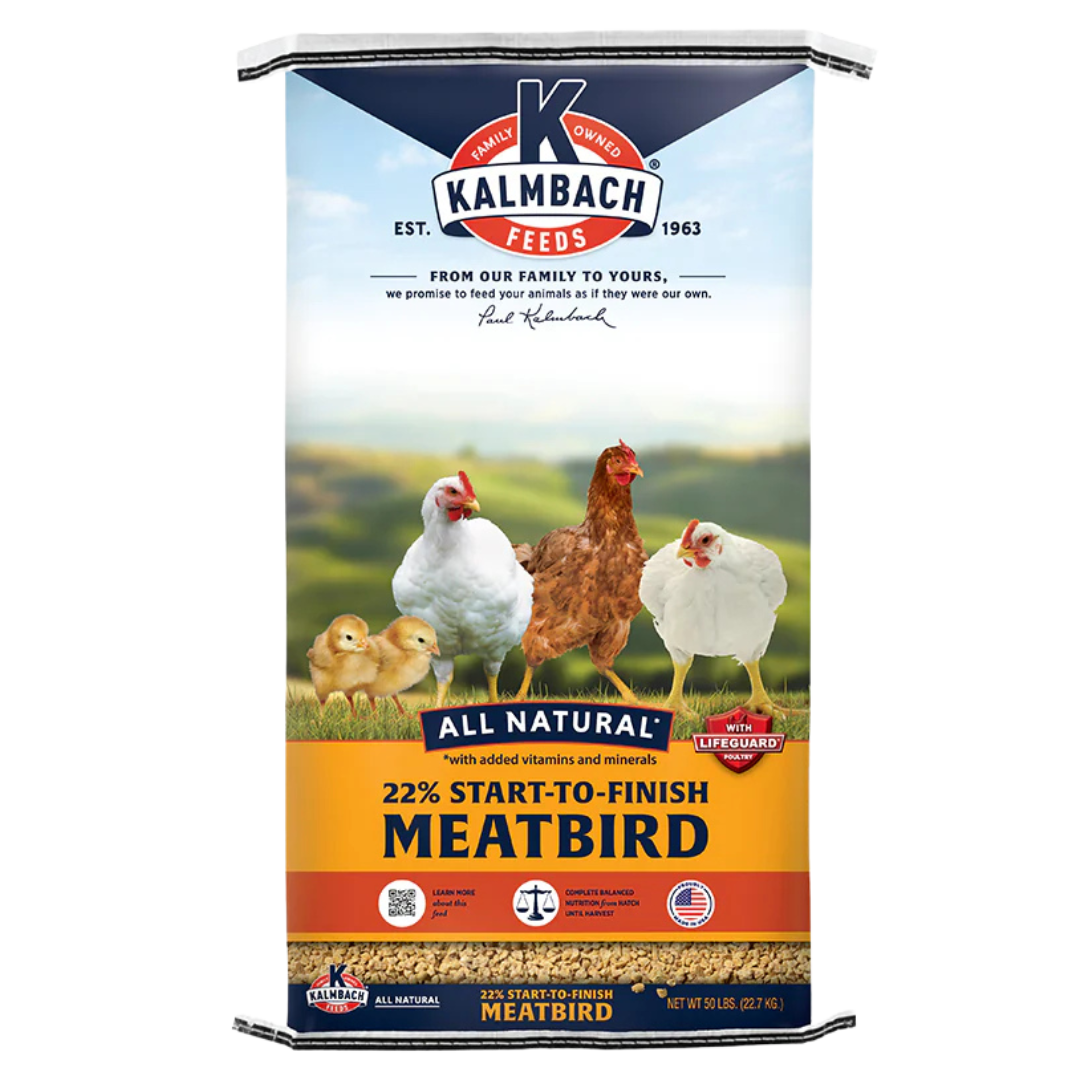 Kalmbach All Natural 22% Start-To-Finish Meatbird. 50-lb bag