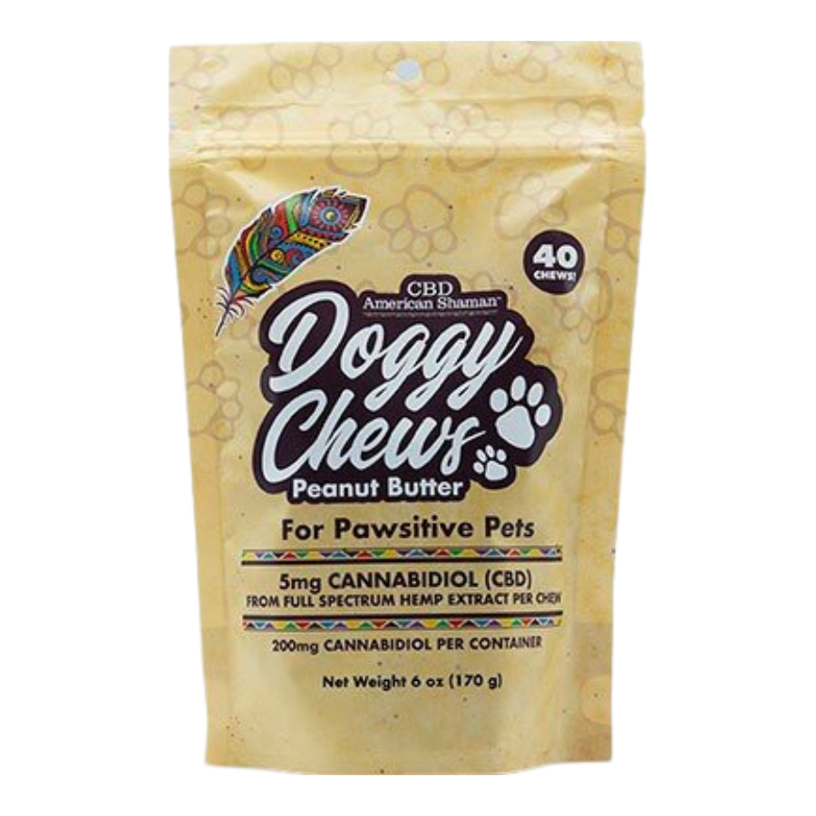 CBD American Shaman Doggy Chews Peanut Butter Flavor 6 Ounce Bag