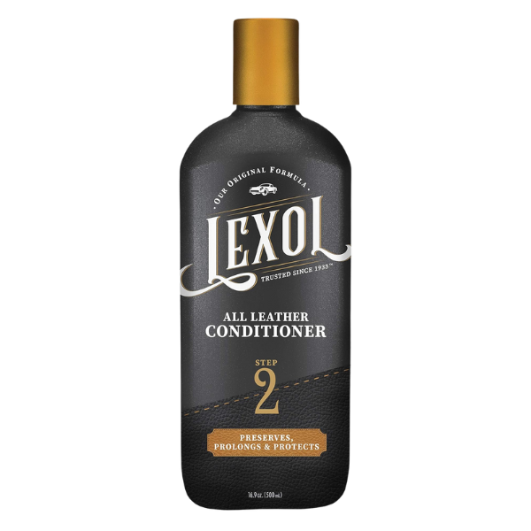Lexol Leather Conditioner. Black 16.9-oz bottle.