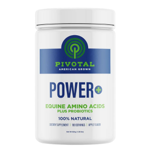 POWER+ Equine Amino Acid Plus Probiotics. White container