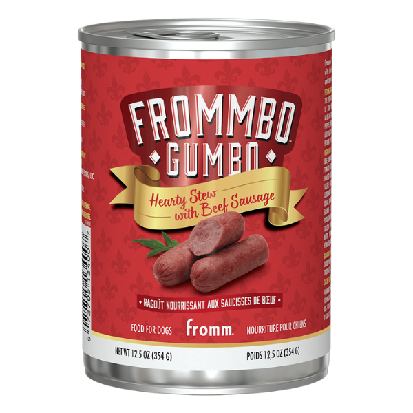 Frommbo Gumbo Hearty Stew with Beef Sausage 12.5-oz can.