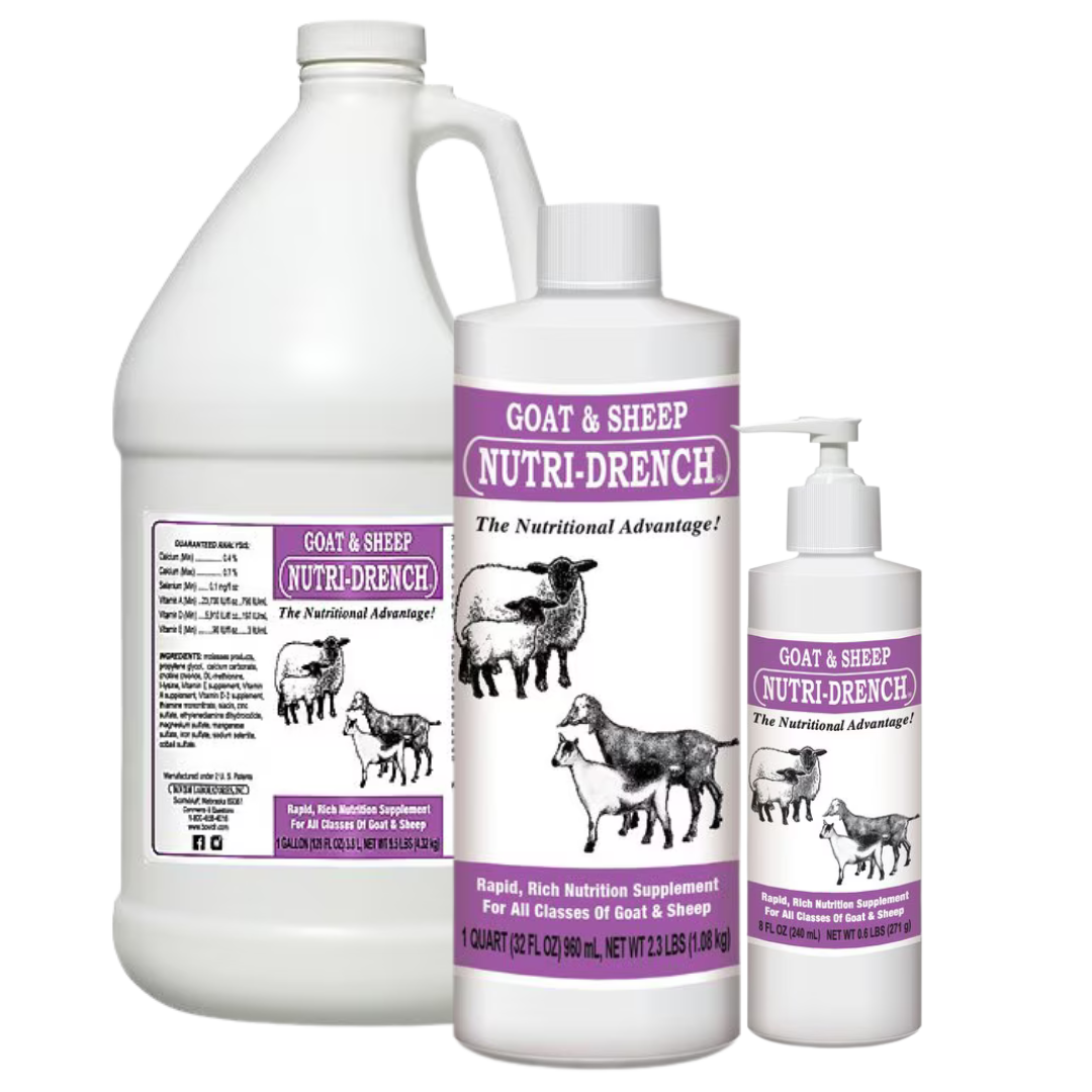 Bovidr Laboratories Nutri-Drench Goat & Sheep. Product size combo.