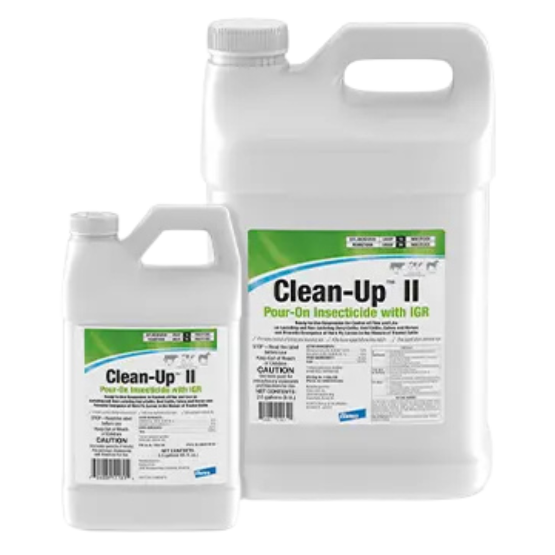 Clean-Up™ II Pour-On Insecticide with IGR. Available in gallon and half gallon size.