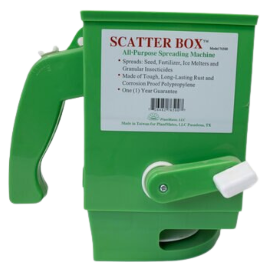 Plantmates All Purpose Scatterbox Handheld. Green spreader.