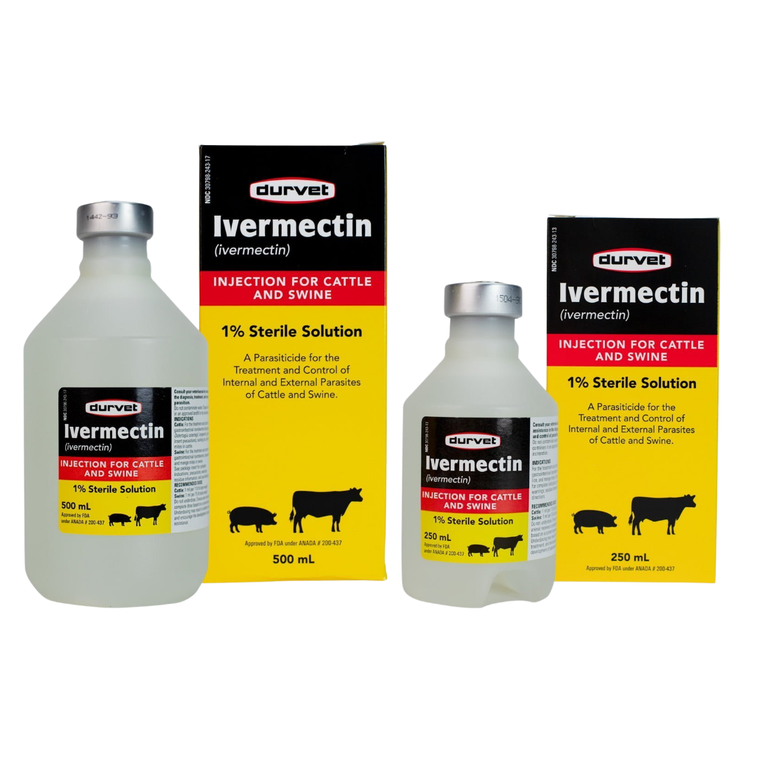 Durvet Ivermectin Injection 1% Sterile Solution - Size combo