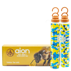 Aion Wasp Trap, product box and two gold tubes.
