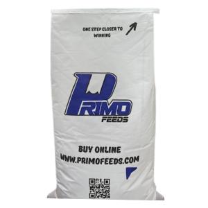 Primo 20 Max. White and blue Primo Feeds bag.