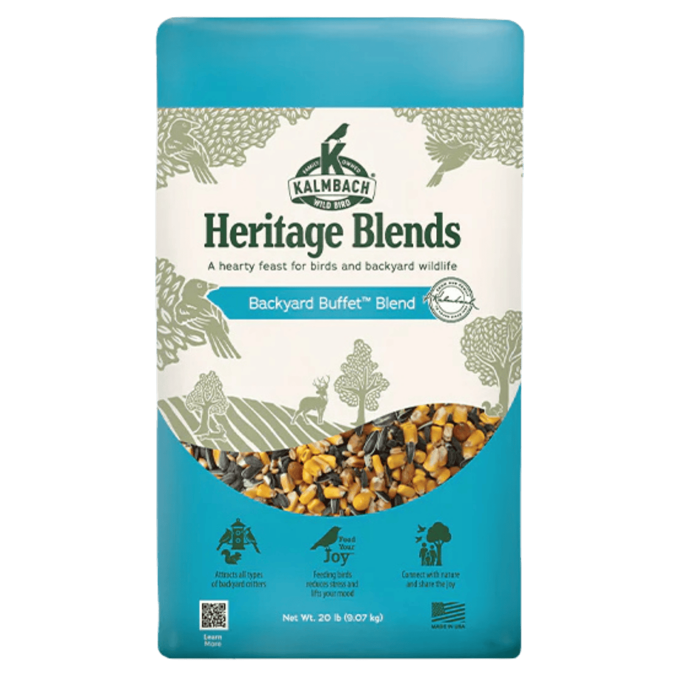 Kalmbach Heritage Blends Backyard Buffet. 20-lb teal bag.