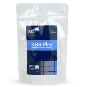 KER-Flex Broad-Spectrum Support for equine Joint Health. White bag with blue label.